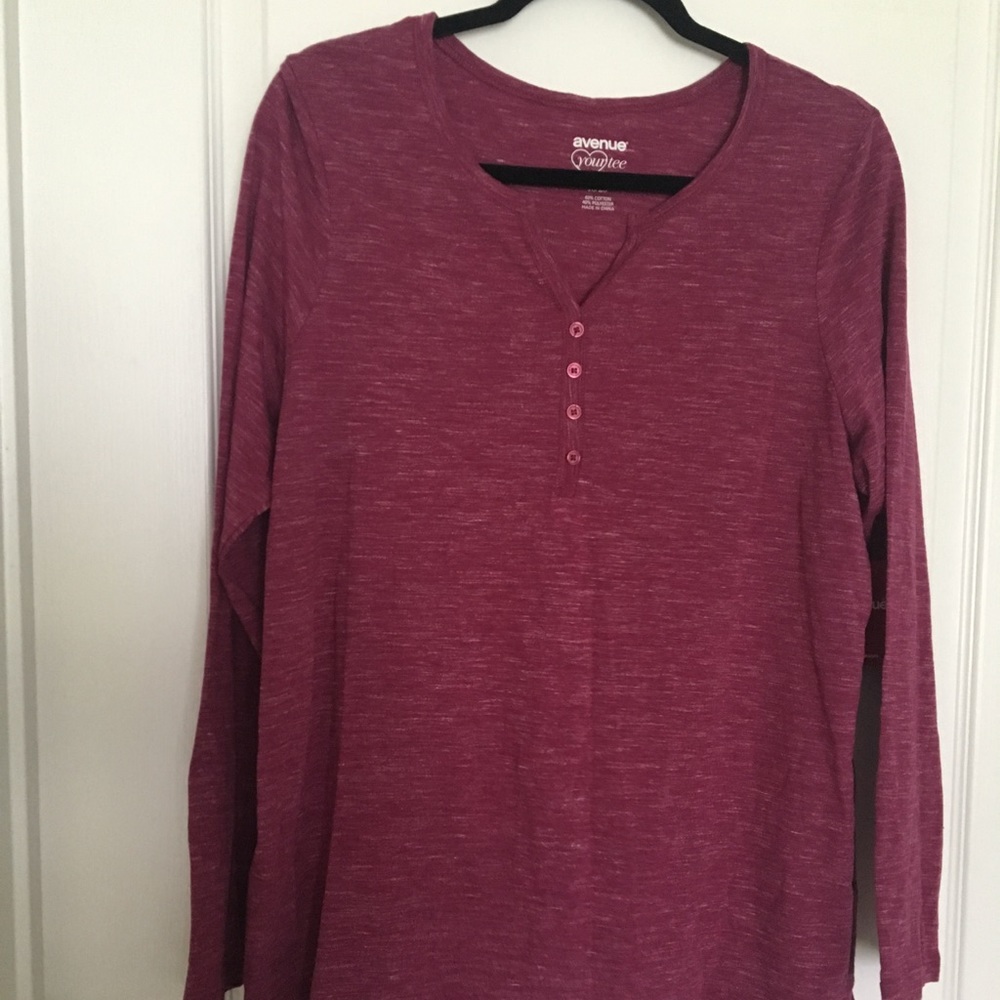 AVENUE Purple Heathered Long Sleeve Tee 18/20